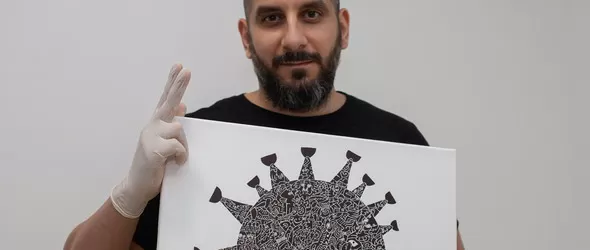 Din-Yo вгради сянката си в картина с коронавируса